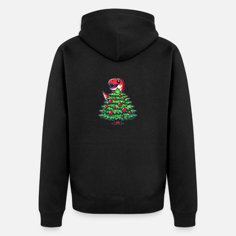 Bande dessinée mignonne T-Rex Noël - Veste à capuche bio Premium Unisexe - noir