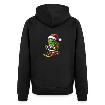 Weihnachten Kaktus Skifahrer Wintersport - Unisex Premium Bio Zip Hoodie - Schwarz - Hinten - Nico (187cm)