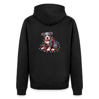 Funny with fairy lights for Christmas - Unisex Premium Organic Zip Hoodie - black - Back - Nico (187cm)