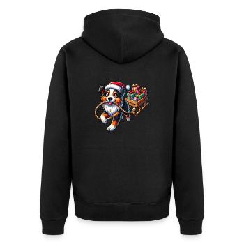 Chien de Noël mignon berger australien - Veste à capuche bio Premium Unisexe - noir - Dos - Nico (187cm)