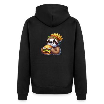 mignon paresseux burger dessin animé restauration rapide - Veste à capuche bio Premium Unisexe - noir - Dos - Nico (187cm)