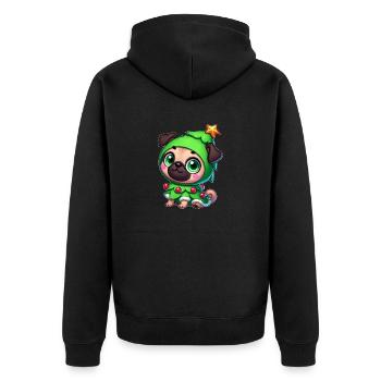 Lunatique Carlin Noël arbre de Noël dessin animé - Veste à capuche bio Premium Unisexe - noir - Dos - Nico (187cm)