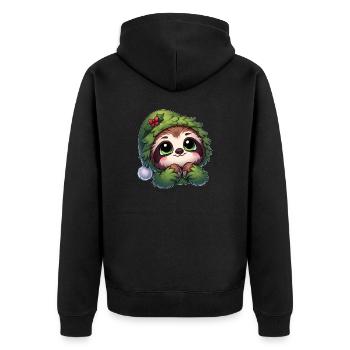 Lustiges Faultier Weihnachtsbaum Kostüm Cartoon - Unisex Premium Bio Zip Hoodie - Schwarz - Hinten - Nico (187cm)