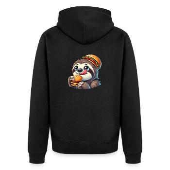 mignon paresseux burger dessin animé restauration rapide - Veste à capuche bio Premium Unisexe - noir - Dos - Nico (187cm)
