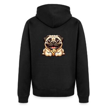 Süßer Mops Cookie Kekse Cartoon Nachtisch Hund - Unisex Premium Bio Zip Hoodie - Schwarz - Hinten - Nico (187cm)