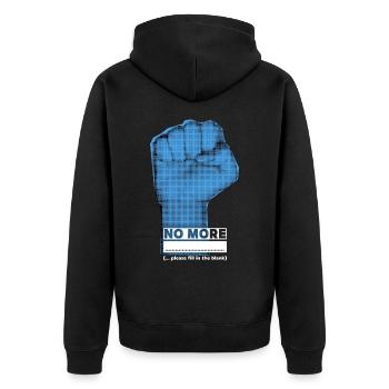 Geballte-Faust, Protestieren, Protest Spruch - Unisex Premium Bio Zip Hoodie - Schwarz - Hinten - Nico (187cm)