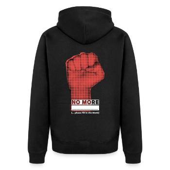 Geballte-Faust, Protestieren, lustiger Spruch - Unisex Premium Bio Zip Hoodie - Schwarz - Hinten - Nico (187cm)
