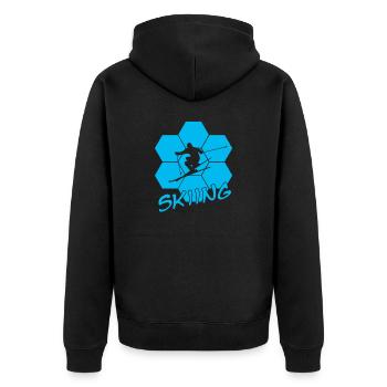 Ski - Unisex Premium Bio Zip Hoodie - Schwarz - Hinten - Nico (187cm)