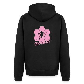 Skiing, Skifahren, Ski - Unisex Premium Bio Zip Hoodie - Schwarz - Hinten - Nico (187cm)