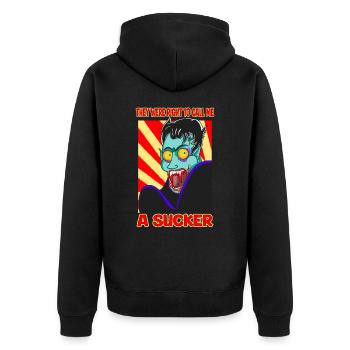 vampire horreur dessin animé humour une ventouse drôle design - Veste à capuche bio Premium Unisexe - noir - Dos - Nico (187cm)