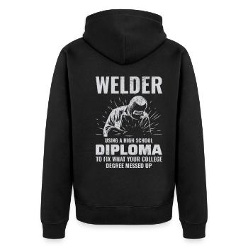 Welding Welder Metal Construction Ironworker - Unisex Premium Organic Zip Hoodie - black - Back - Nico (187cm)