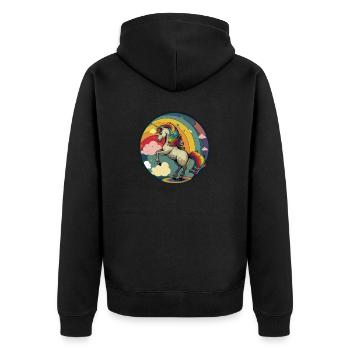 Unicorn with colored hair and rainbow - Unisex Premium Organic Zip Hoodie - black - Back - Nico (187cm)