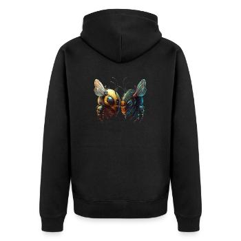 Bees in a futuristic look - Unisex Premium Organic Zip Hoodie - black - Back - Nico (187cm)
