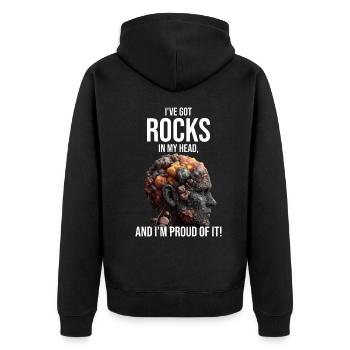 Gestein sammeln Mineraliensammler Geologie Lustig - Unisex Premium Bio Zip Hoodie - Schwarz - Hinten - Nico (187cm)