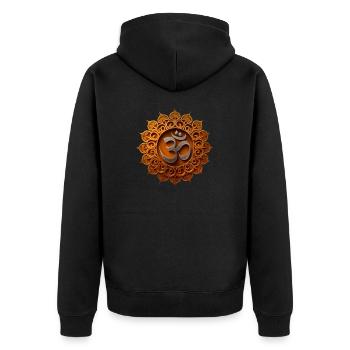 Om Silver With Ornament - Unisex Premium Organic Zip Hoodie - black - Back - Nico (187cm)