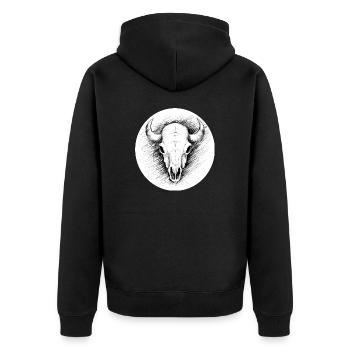 Bull Skull Power T-Shirt - Unisex Premium Organic Zip Hoodie - black - Back - Nico (187cm)