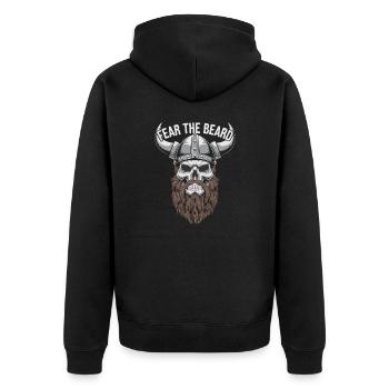 Fear the beard Wikinger Geschenkidee - Unisex Premium Bio Zip Hoodie - Schwarz - Hinten - Nico (187cm)