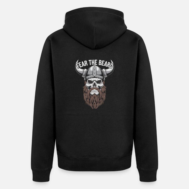 Fear the beard Wikinger Geschenkidee - Unisex Premium Bio Zip Hoodie - Schwarz