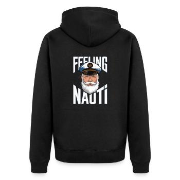 Feeling Nauti Seefahrer Geschenke - Unisex Premium Bio Zip Hoodie - Schwarz - Hinten - Nico (187cm)