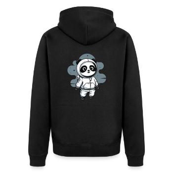 Panda Astronaut für Kinder - Unisex Premium Bio Zip Hoodie - Schwarz - Hinten - Nico (187cm)