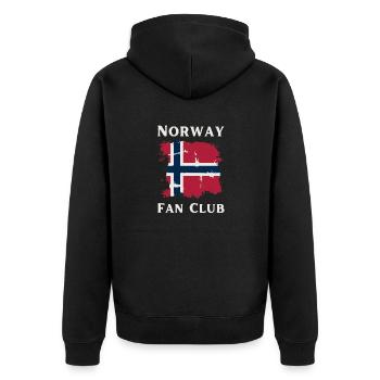 Norway Fan Club Winter Holiday Hiking Gift - Unisex Premium Organic Zip Hoodie - black - Back - Nico (187cm)