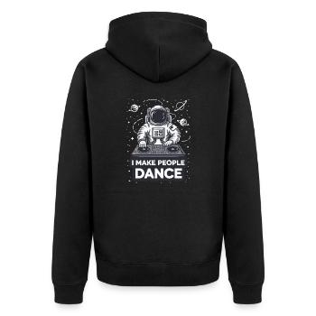 DJ Techno EDM Rave Astronaut I make People Dance - Unisex Premium Organic Zip Hoodie - black - Back - Nico (187cm)