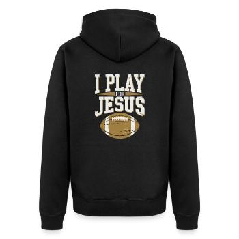 Faith Christianity American Football Kickoff 2025 - Unisex Premium Organic Zip Hoodie - black - Back - Nico (187cm)