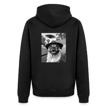 Funny Ufo Selfie Bulldog Gift Astrology - Unisex Premium Organic Zip Hoodie - black - Back - Nico (187cm)
