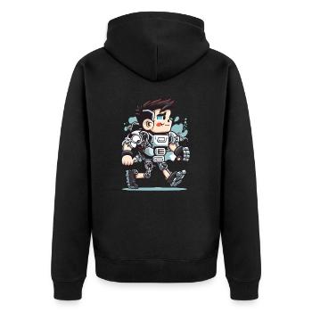 Exoskeleton - Unisex Premium Organic Zip Hoodie - black - Back - Nico (187cm)