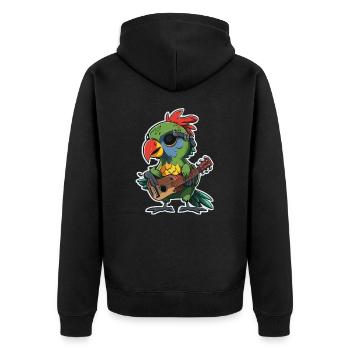Rockin Papagei - Unisex Premium Bio Zip Hoodie - Schwarz - Hinten - Nico (187cm)