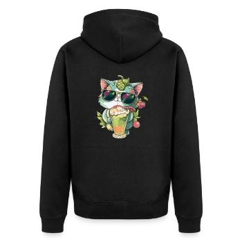 Tropical Cat: A Cat Lover's Dream - Unisex Premium Organic Zip Hoodie - black - Back - Nico (187cm)