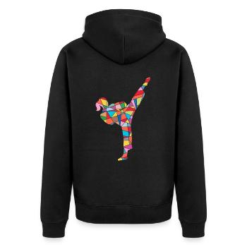Karate Girl Kampfsportler Frauen Taekwondo Mädchen - Unisex Premium Bio Zip Hoodie - Schwarz - Hinten - Nico (187cm)