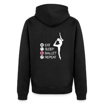 EAT SLEEP BALLET REPEAT Dance Ballettänzer Tänzer - Unisex Premium Bio Zip Hoodie - Schwarz - Hinten - Nico (187cm)