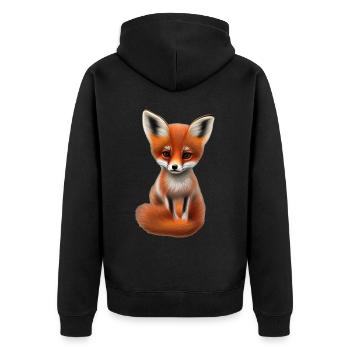 Fox Hand Painted Fox Puppy - Veste à capuche bio Premium Unisexe - noir - Dos - Nico (187cm)