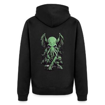 Slimy Halloween Cthulhu Tentacles Monster - Unisex Premium Organic Zip Hoodie - black - Back - Nico (187cm)