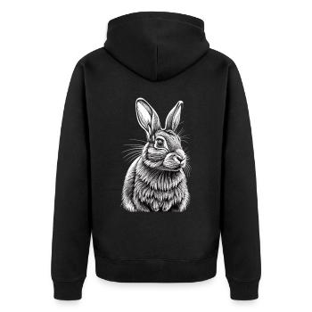 Portrait de lapin - Veste à capuche bio Premium Unisexe - noir - Dos - Nico (187cm)