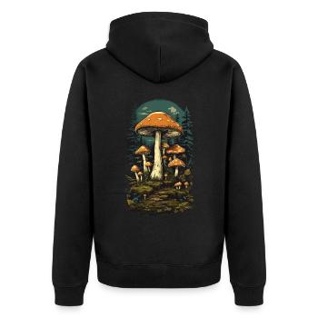 Vintage Mushrooms Design Retro Forest Magic Mushroom Picker - Veste à capuche bio Premium Unisexe - noir - Dos - Nico (187cm)