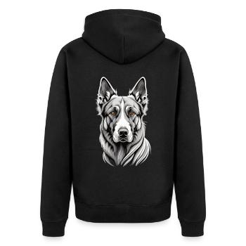 Majestic Beauty: The German Shepherd in White - Unisex Premium Organic Zip Hoodie - black - Back - Nico (187cm)