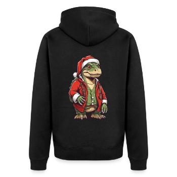 Christmas T-Rex Santa Claus Fun - Unisex Premium Organic Zip Hoodie - black - Back - Nico (187cm)