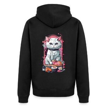 Kawaii chats Sushi Goth Pastel amoureux - Veste à capuche bio Premium Unisexe - noir - Dos - Nico (187cm)