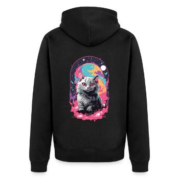 Chat Goth Pastel Psychédélique Weirdcore Design - Veste à capuche bio Premium Unisexe - noir - Dos - Nico (187cm)