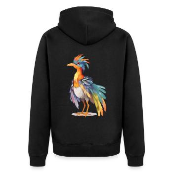 Niedlicher Archaeopteryx Pastell Dino Design - Unisex Premium Bio Zip Hoodie - Schwarz - Hinten - Nico (187cm)