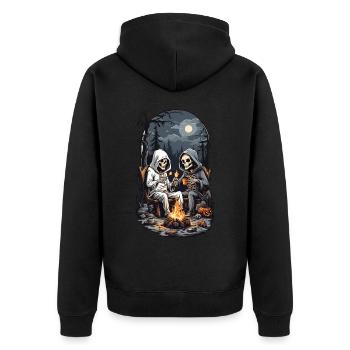 Conception de feu de camp squelette de camping Halloween - Veste à capuche bio Premium Unisexe - noir - Dos - Nico (187cm)