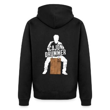 Cajon-Schlagzeuger - Unisex Premium Bio Zip Hoodie - Schwarz - Hinten - Nico (187cm)