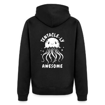 Tenacle-ly Awesome - Méduse avec tentacules - Veste à capuche bio Premium Unisexe - noir - Dos - Nico (187cm)