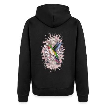 Bunter Kolibri Vogel für Ornithologe - Unisex Premium Bio Zip Hoodie - Schwarz - Hinten - Nico (187cm)
