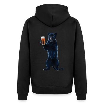 Panther Bier - Unisex Premium Bio Zip Hoodie - Schwarz - Hinten - Nico (187cm)