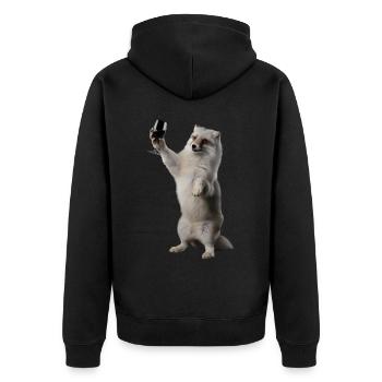 Polarfuchs Wein - Unisex Premium Bio Zip Hoodie - Schwarz - Hinten - Nico (187cm)