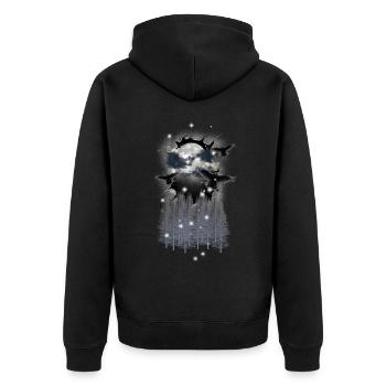 mystique nature forêt corbeaux corbeau oiseaux d’halloween - Veste à capuche bio Premium Unisexe - noir - Dos - Nico (187cm)