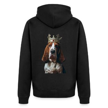 Basset - Unisex Premium Bio Zip Hoodie - Schwarz - Hinten - Nico (187cm)